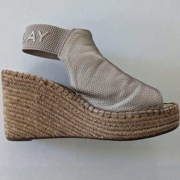 Replay - Gold Leather Peep-toe Espadrille Sandals (Size 8.5) - EUC! - Picture 5 of 12